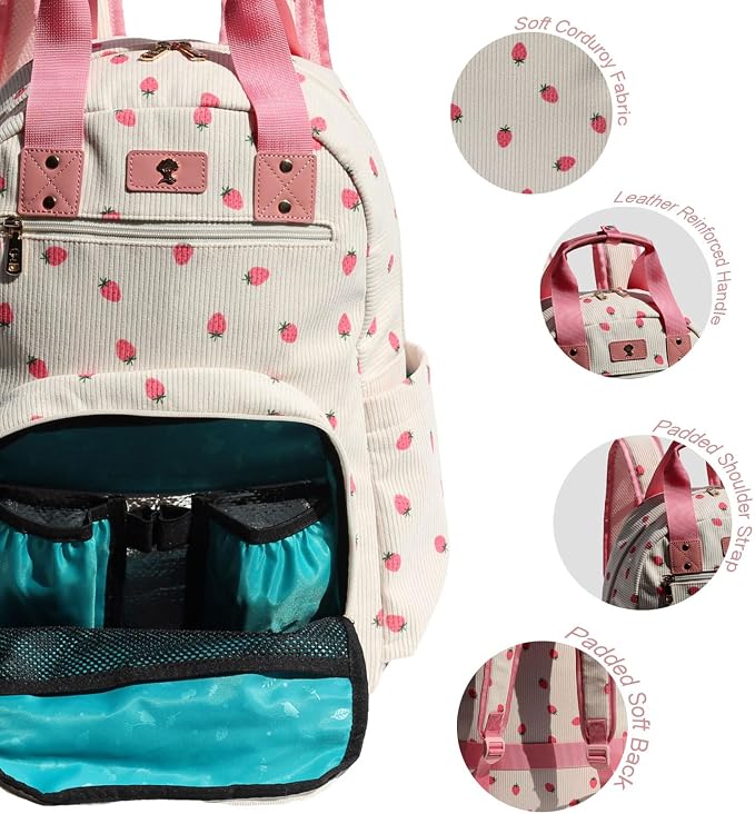 Diaper Bag Backpack Corduroy Multifunction Baby Fashion Travel Pack office Laptop Bag - Image 2