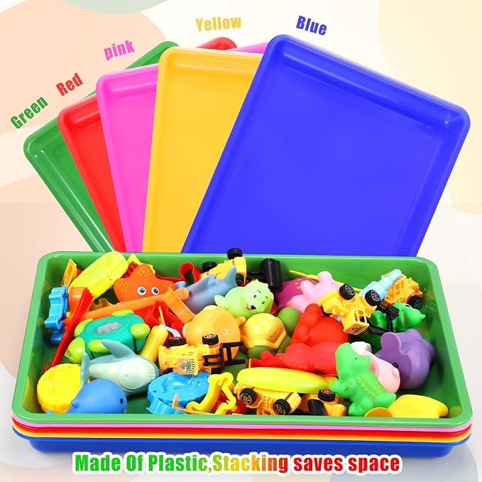 Maitys 15 Pack Plastic Art Trays 12 x 16 Inch Activity Crafts Trays Sensory Tray DIY Projects, Painting, Beads, Jewelry Office Home Organizer Arts and Crafts Supplies(Bright Color) - Image 4