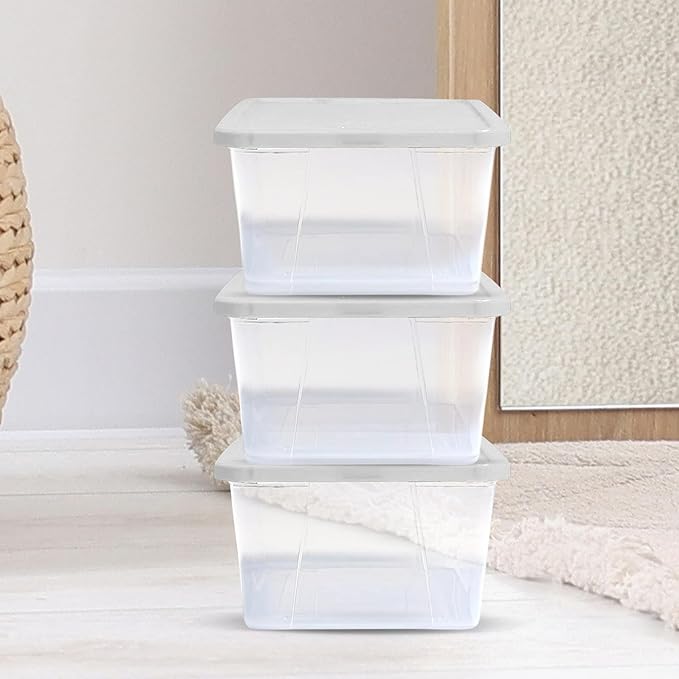 HOMZ Clear Plastic Storage Bins w/Snaplock Lids, 6 Qt, White, 10 Pack | Stackable Container Set for Home, Office Shelves, Kitchen, Garage, and Bathroom Organization - Image 8