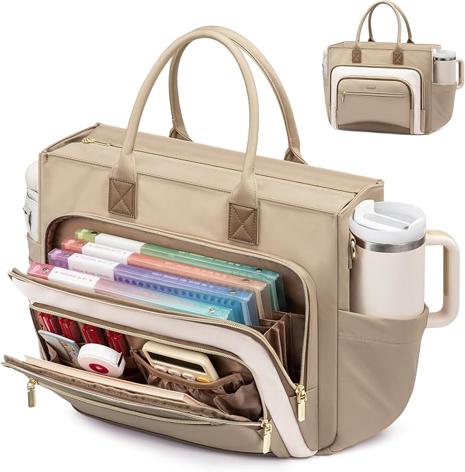 LOVEVOOK Work Tote Bags for Women,Laptop Teacher Bag With File Organizer | Large Cup Holder,Teacher Tote Bag,Nurse Bags,Multi-Pockets Professional Briefcase Business Purses Handbag by LOVEVOOK