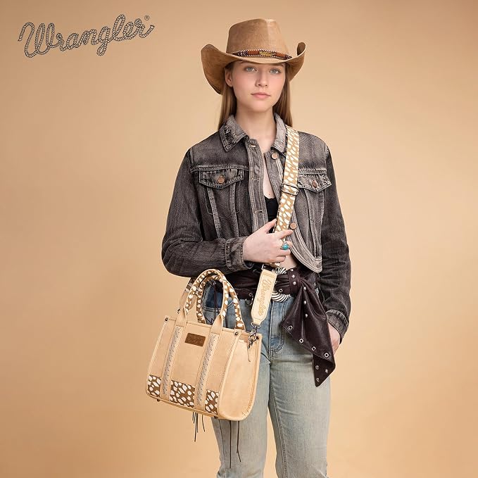Montana West × Wrangler Tote Bag for Women Western Cow Print Purse Designer Top Handle Handbags - Image 2