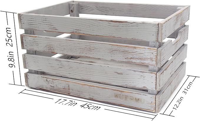 Gray Wooden Crates are Mainly Suitable for Storage, Tool Crate, Wine Crate, Camping, and Other Multi-Purpose. Rustic Style, They are Sturdy and Durable, set of 2 Length of 17.7 inches. - Image 2