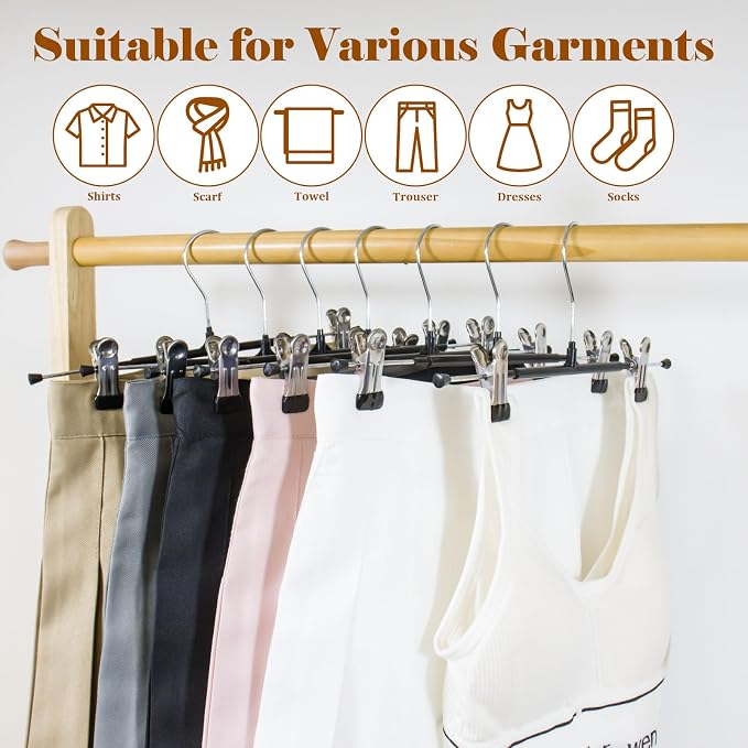 Pants Hangers with Clips,50 Pack Pants Hangers,Space Saving Jean Hanger,360° Swivel Hook Non-Slip for Skirt,Socks,Jeans - Image 5