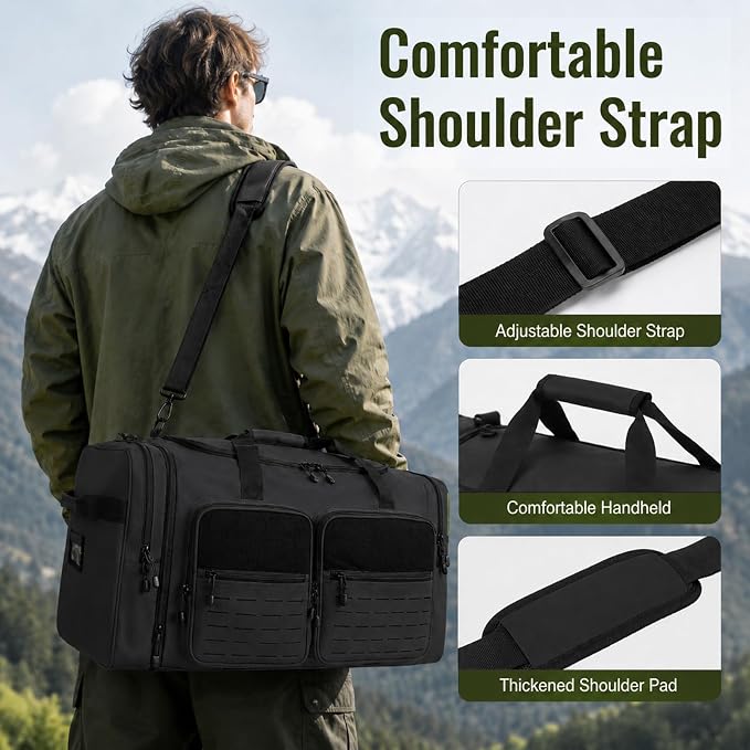 Extra Large Duffle Bag for Travel,130L Tactical Travel Duffle Bag with Shoe Compartment, Waterproof Weekender Overnight Bag - Image 5