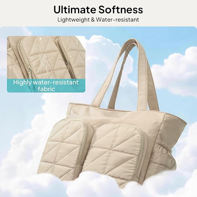 TOPEAST Diaper Bag Tote, Quilted Puffer Baby Bag with Insulated Pockets, Lightweight Hospital Bag for Mom & Dad, Travel, Work - Image 7