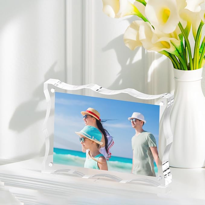4x6 Acrylic Picture Frame 3 Pack, 20mm Thick, Double-Sided Transparent Magnetic Frameless Photo Frame, Desktop Freestanding Display for Office or Home - Image 2