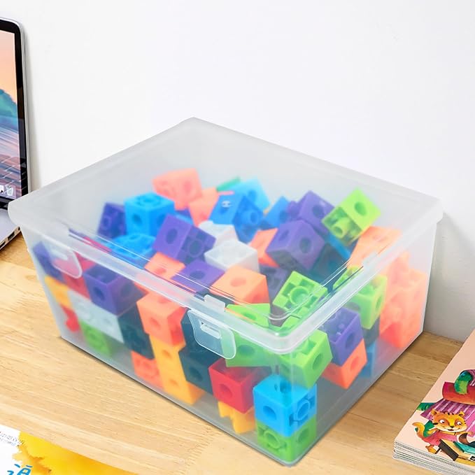 20 Pcs Plastic Playroom Storage Organizer Box Stackable Bins with Lids,Clear Storage Containers for Holds Small Toys, Building Blocks, Puzzles (7.09 x 5.2 x 3.43 Inch,5.6 x 4.1 x 2.4 Inch) - Image 8