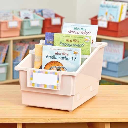 Really Good Stuff Black Chapter Book Classroom Library Bins with Dividers | 8.75" x 13.5" x 7.75", 4-Pack, Large Plastic Bin Organizers for Book Organization, Documents, Files, Magazines - Image 3