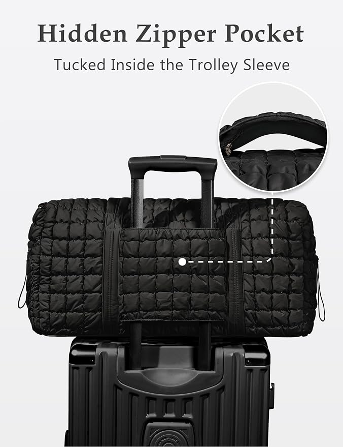 Quilted Travel Duffle Bag Puffer Weekender Bag Overnight Bag Duffel Gym Bag | Medium Soft Puffy Carry-On for Women, Large Lightweight Personal Item Travel Bag for Trips Business Sport Airplane Hospital - Image 5