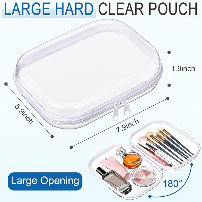 Sanwuta 6 Clear Hard Zipper Case,Clear,7.87 x 5.9 x 2 Inch | Pencil Case Pouches, Plastic Zipper Pouches, Makeup Bag, Toiletry Diaper Bag, Travel Toy Storage, Waterproof Organizer Bins - Image 2