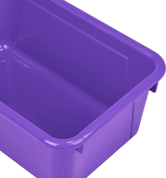 Storex Small Cubby Bins – Plastic Storage Containers for Classroom with Non-Snap Lid, 12.2 x 7.8 x 5.1 inches, Purple, 5-Pack (62411A05C) - Image 5