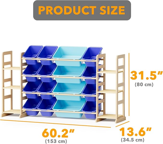 Kids Toy Storage Organizer with 6 Shelves and 16 Bins – Modern Toy Box, Bin Shelf & Bookshelf for Playroom Storage and Kids Room Decor - Image 2