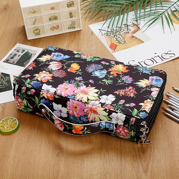 300 Slots Colored Pencil Case Organizer, 4 Layer Bag | Twill Oxford fabric,103 elastic loops,detachable handle,for travel,home storage,drawing tools,creative gifts - Image 6