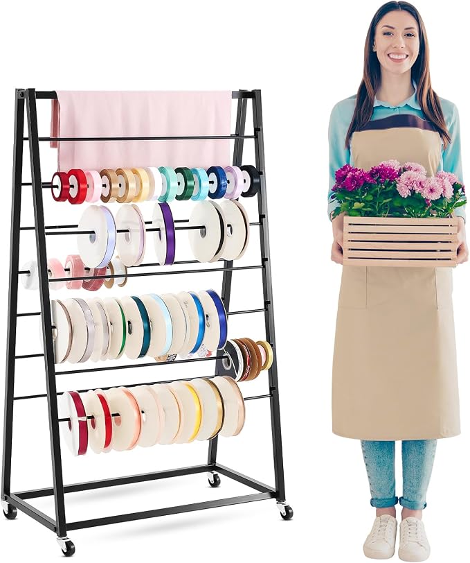 15 Tier Metal Ribbon Organizer Movable Ribbon Holder for Craft by Menkxi
