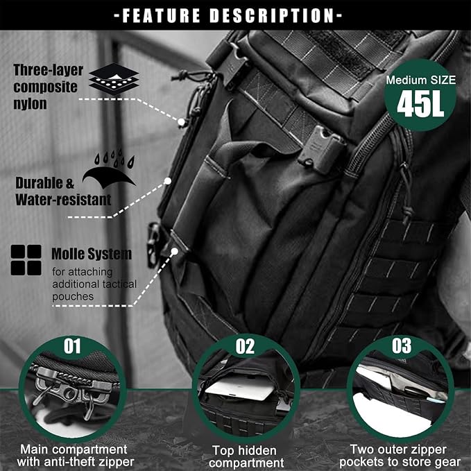 3-in-1 Gym Bag Duffle Bags Backpack - Travel Bag with Shoes Compartment | Sports Duffel Bag for Men Women Ideal for Workout,Weekender,Military,Sports,Overnight,Basketball,Tactical,Football,Baseball - Image 5