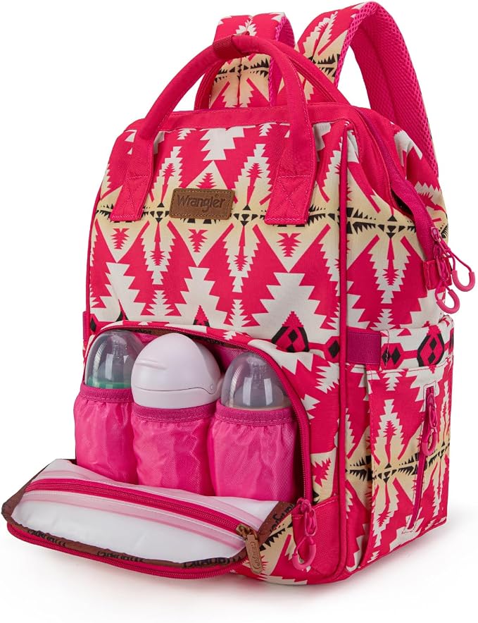 Montana West Wrangler Callie Diaper Bag Backpack with Stroller Straps Western Pattern Multifunction Baby Travel Bag WG2204-91102HPK - Image 2