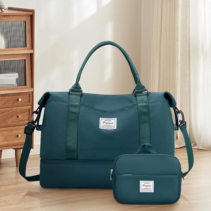 Weekender Bags for Women,Travel Duffle Overnight Bag with Shoe Compartment | Personal Item Carry On Bag,Gym Bag,3 Pcs Set - Image 9