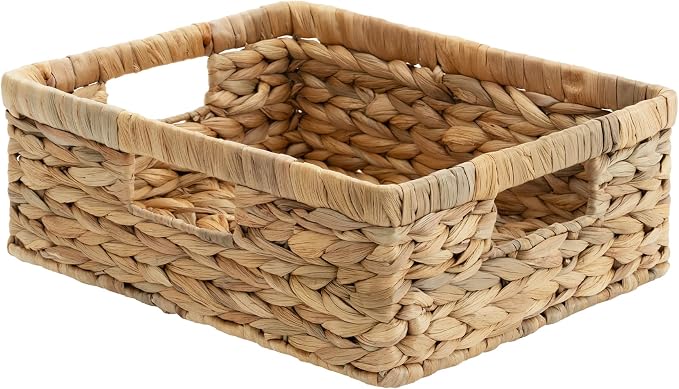 StorageWorks Water Hyacinth Pantry Baskets for Organizing, Natural, 1-Pack | Wicker Storage Baskets for Organizing, Pantry Baskets for Organizing, Woven Baskets, 13 inch Basket, 13"L x 10¼"W x 4 ¾"H by StorageWorks