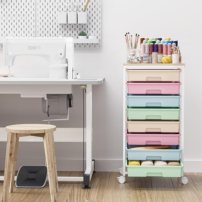 Rolling Storage Cart, Rainbow Cart with 8 Drawers and Wooden Tabletop, Teacher Organization for Classroom, Art Cart for Classroom,Office,Bedroom,Rainbow | Teacher Organization for Classroom, Art Cart for Office,Bedroom,Craft Room - Image 2