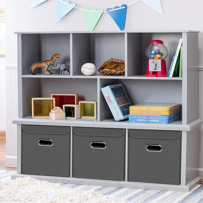 Closet Organizers Fabric Storage Bins With Lids Collapsible Cube Storage Organizer Basket With Handles,Storage Boxes for Clothes Storage,Office,Laundry,Shelves,8 Pack,（Grey） - Image 5