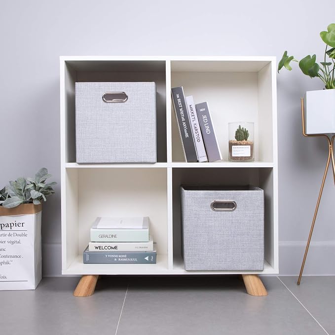 Posprica 11 Inch Cube Storage Bins for Organization, Fabric Storage Cubes Closet Storage Bins for Cube Organizer, Thick and Heavy Duty Storage Baskets for Shelves, 4pcs, Sliver Grey - Image 5