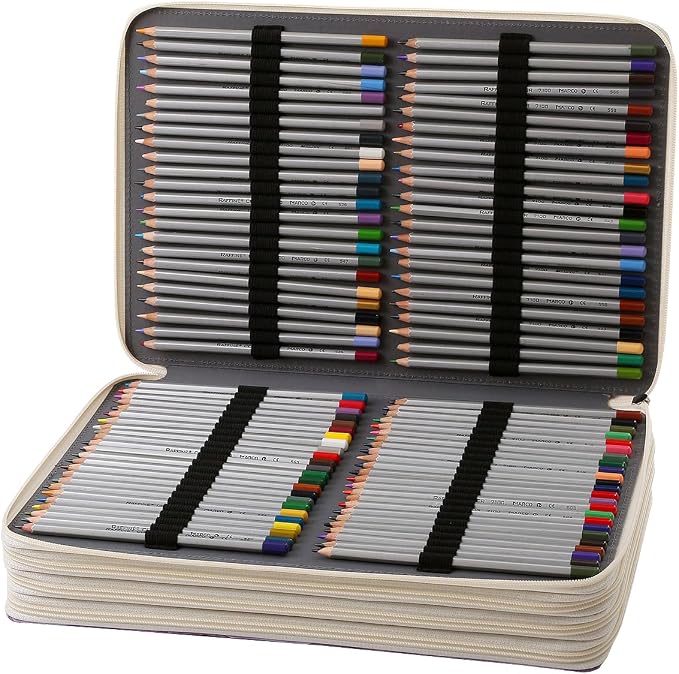 384 Slots Pencil Case, 4-Layer Organizer with Shoulder Strap | 4-layer twill oxford case with 384 elastic slots, carry handle, removable strap, and outer pocket for phone or keys. - Image 2