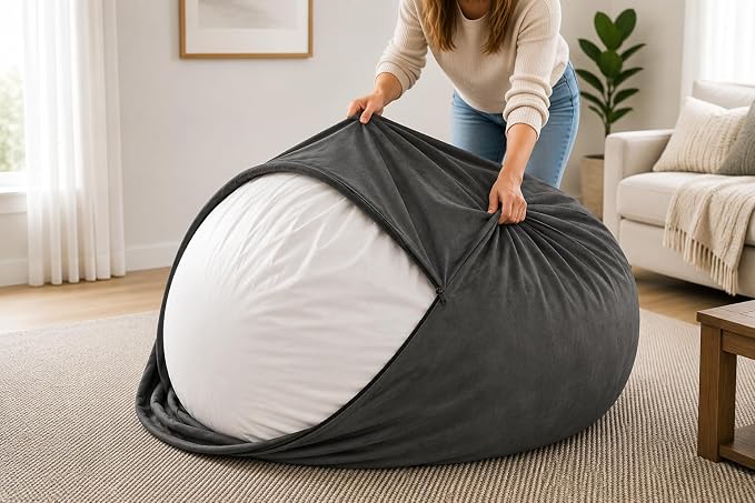 ULTIMATE SACK 5000 (5 ft.) Bean Bag Chair Cover in Multiple Colors: Cover ONLY. (5000, Grey Suede) by ULTIMATESACK