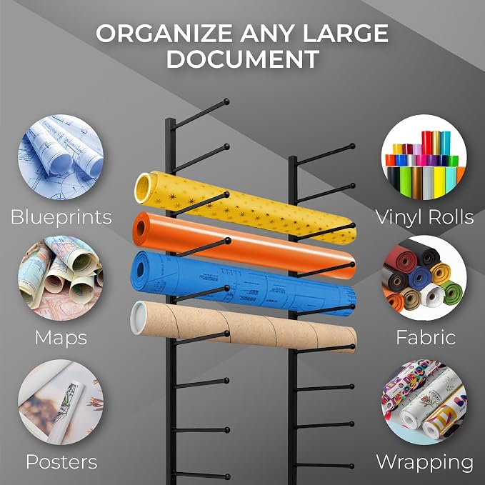 Wall Mount Blueprint Holder Storage Organizer - 34 Slot Blueprint Storage Rack - Blue Print Storage Organizer for Poster Storage, Construction Paper Storage, Map Storage (17 Tiers) - Image 4