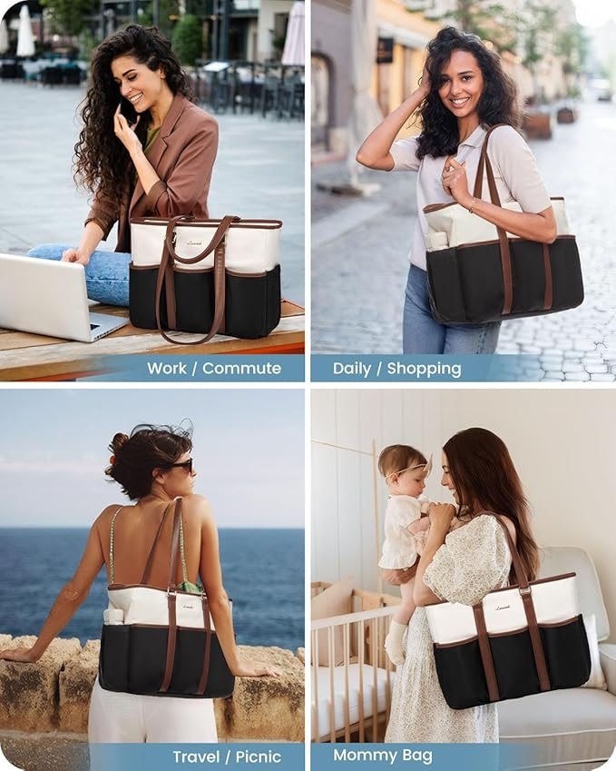 LOVEVOOK Teacher Tote Bag for Women Work, Nurse Laptop Bag for Women, Utility Everything Tote For Work/Travel/College/Daily, Professional Computer Purse Large Handbag With Multi Pockets - Image 2
