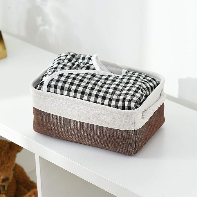 Small Storage Baskets for Shelves,Fabric Storage Baskets for Closet,Rectangular Collapsible Baskets for organizing Clothes,Books,Gifts - Image 6