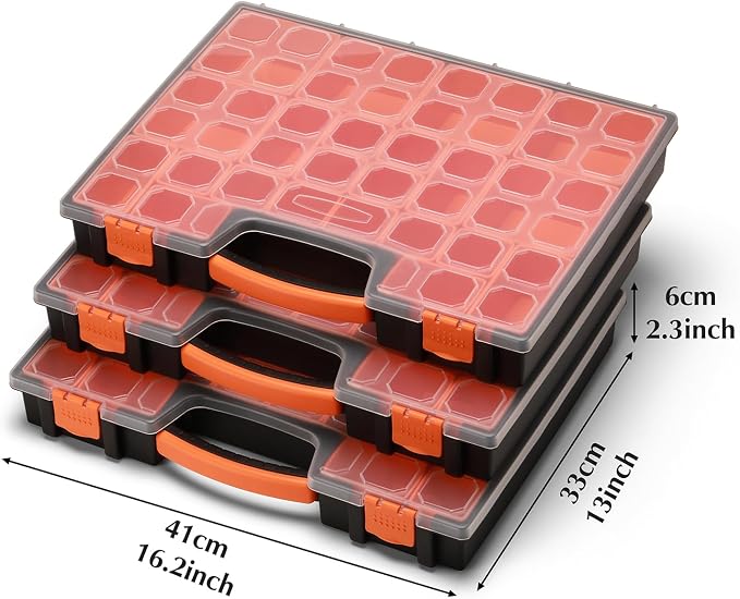 EMENTOL 3PCS Multi-Purpose Portable Organizer Box Set with 72-Removable Compartments, 3 Pieces Professional Boxes with Dimension 16.2"L*13"W*2.3"H - Image 7