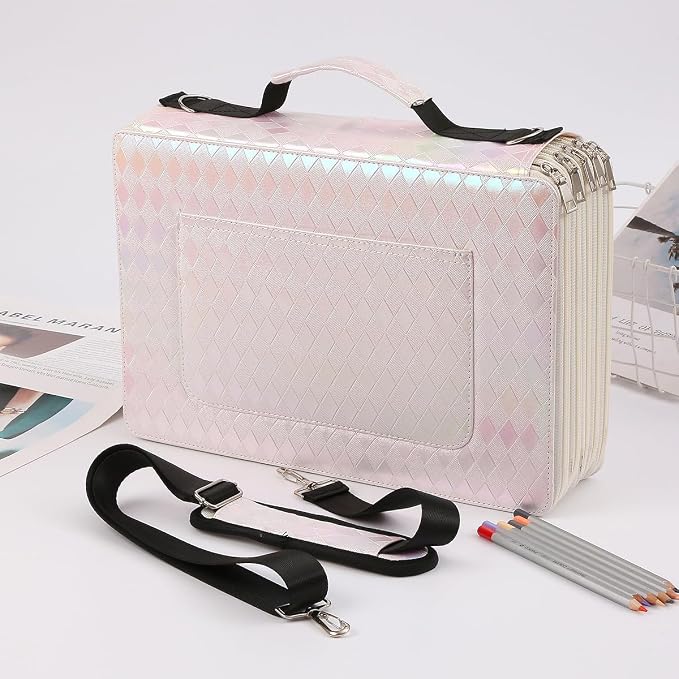 500 Individual-Slots Colored Pencil Case | w/Handle, Shoulder Strap - Image 6