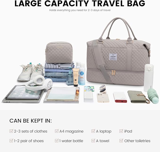 LOVEVOOK Travel Duffle Bag,Weekender Bags for Women with Shoe Compartment，Carry on Overnight Bag with Toiletry Bag,Gym Duffel Bag with Wet Pocket, Hospital Bags for Labor and Delivery - Image 7