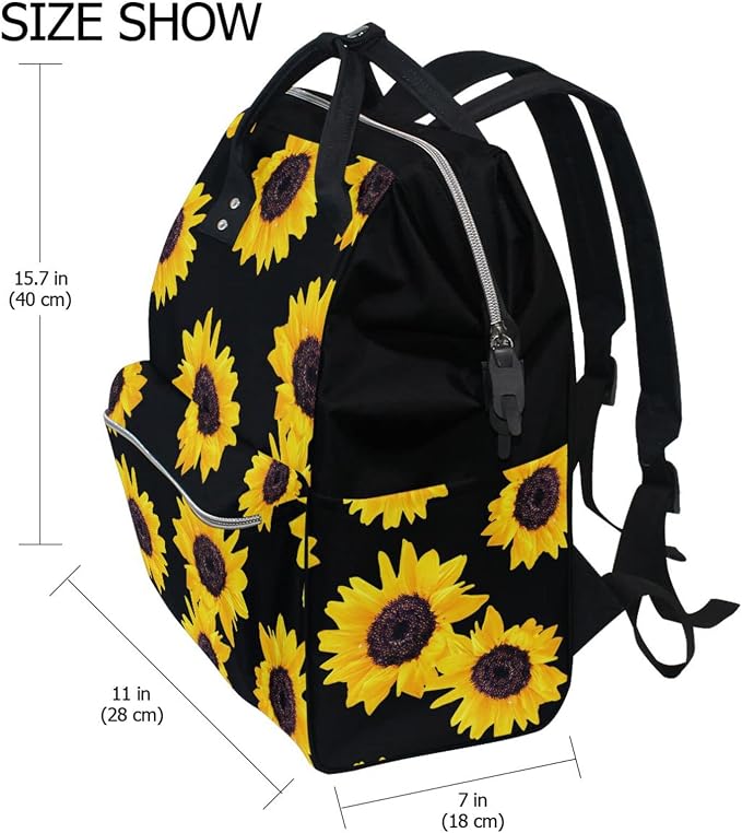 Large Capacity Baby Diaper Bag Sunflower Durable Multi Function Travel Backpack - Image 2