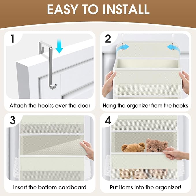 1Pack Over The Door Organizer Large Capacity Hanging Storage Room Organizer | 40 lb Capacity, Ultra-Sturdy, Foldable, Mesh Design with Clear Window, Space-Saving Organizer for Pantry, Nursery & Closet - Image 3