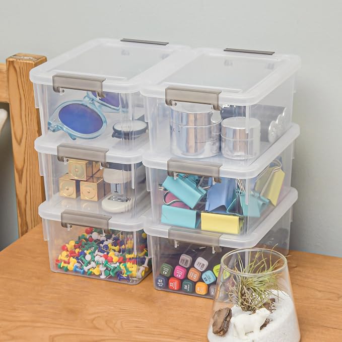 8Packs 1.3Qt Small Storage Bins with Lids,Stackable Clear | Containers with Lids for Crafts, Beads, Stationery, Toys and Accessories. Stackable to Save Space to office,home - Image 6