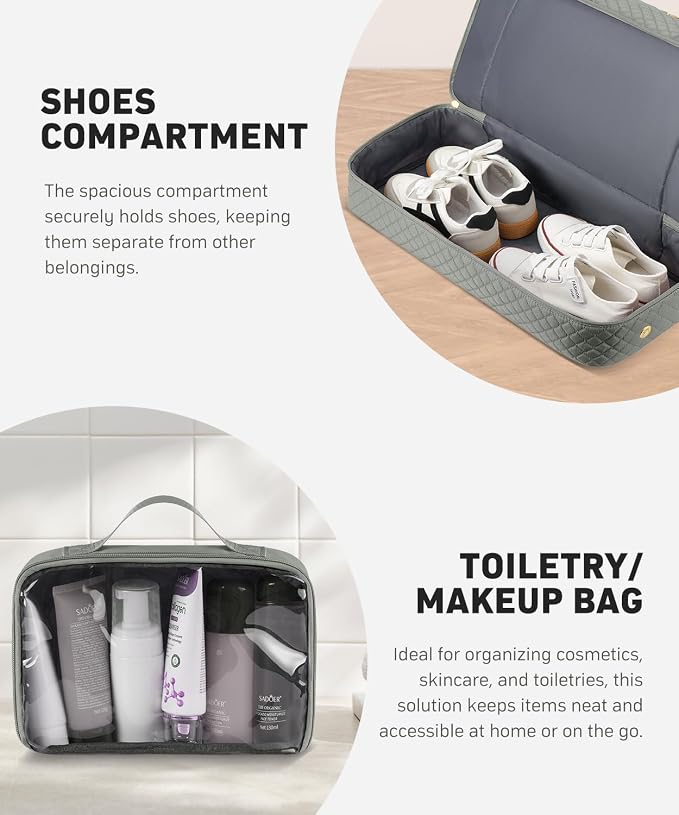 Duffle Bag for Travel, 40L Weekender Bag with Shoe Compartment, Carry On Overnight Bag for Women with Toiletry Bag Duffel Bags with Wet Pocket for Gym Hospital Bags for Labor and Delivery Dark Green - Image 4