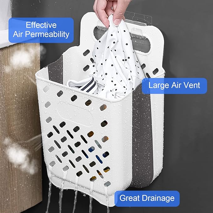 Laundry Basket Hamper,Hanging Wall Collapsible Laundry with Handle,Space-Saving Foldable Storage Dirty Washer Organizer Bin Multi-function Container Waterproof Durable,Set of 2(XL&M) - Image 5