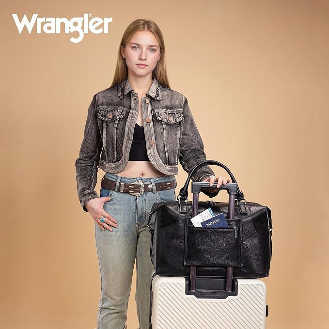 Wrangler Duffel Bag Large Travel Weekender Bag for Women Waterproof Carry on Overnight Bag for Gym,Trips,Weekends,Black - Image 3