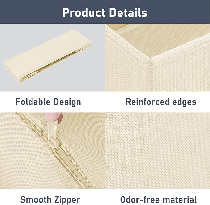 DIMJ Drawer Organizer Clothes, 8 Pack Dresser Organizer, Foldable Closet Organizers and Storage, Fabric Dresser Bins, Drawer Dividers for Nursery, Baby Clothes, Underwears, Sock (Beige) - Image 7