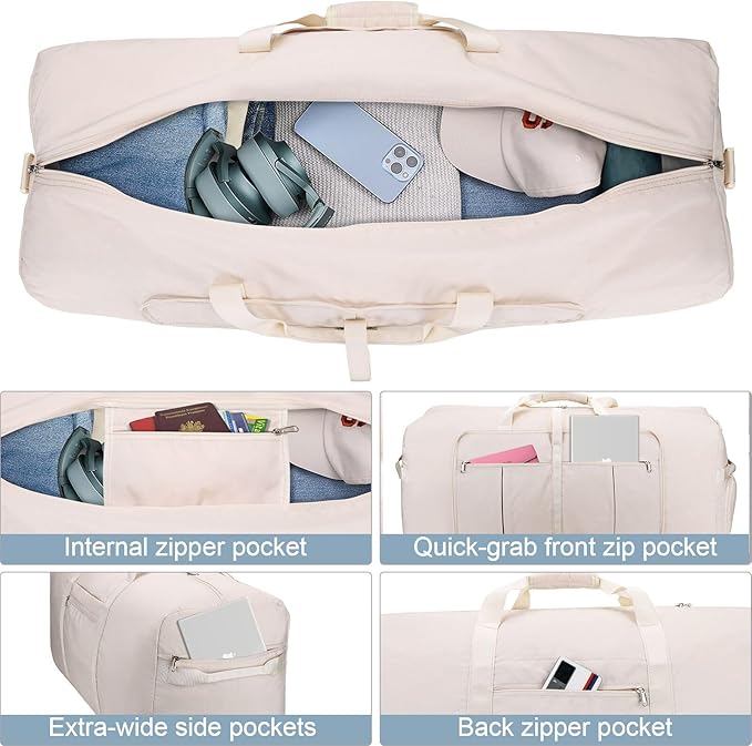 120L EXTRA LARGE Foldable Waterproof Travel Duffle Bag for Men and Women | with Shoe Compartment, Duffel for Weekender Gym Sport, Tear Resistant, Polyester - Image 4
