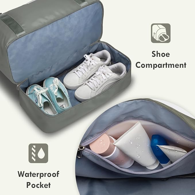 WOOMADA Weekender Overnight Bag for Women, Shoulder Travel Duffel with Shoes Compartment,Gym Bag with Toiletry Bag - Image 5