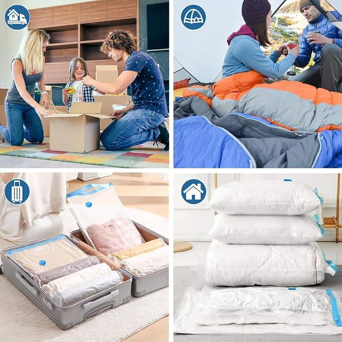 VOUNOT® 9pcs Vacuum Storage Bags for Clothes, Duvets, Pillows, Blankets, Reusable Space Saver Bags with Pump, 3 Large 6 Medium - Image 5
