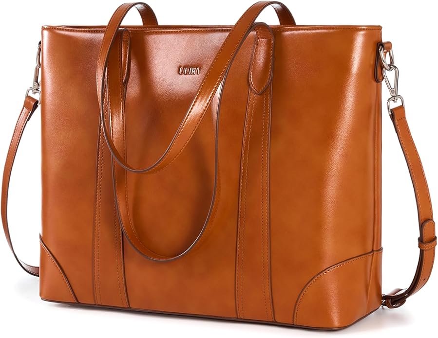 Genuine Leather Tote Bag for Women, Large Tote Purses with Zipper | Large capacity and multiple pockets, Quality leather with adjustable strap, Vintage design for work or travel by UEIRY