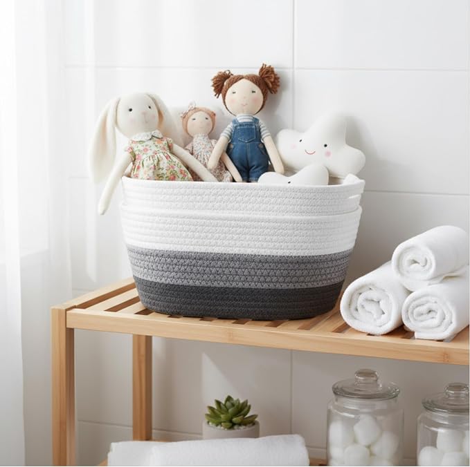 12 Pack Small Storage Baskets for Organizing, Woven Rope Bins,Gray - Image 5