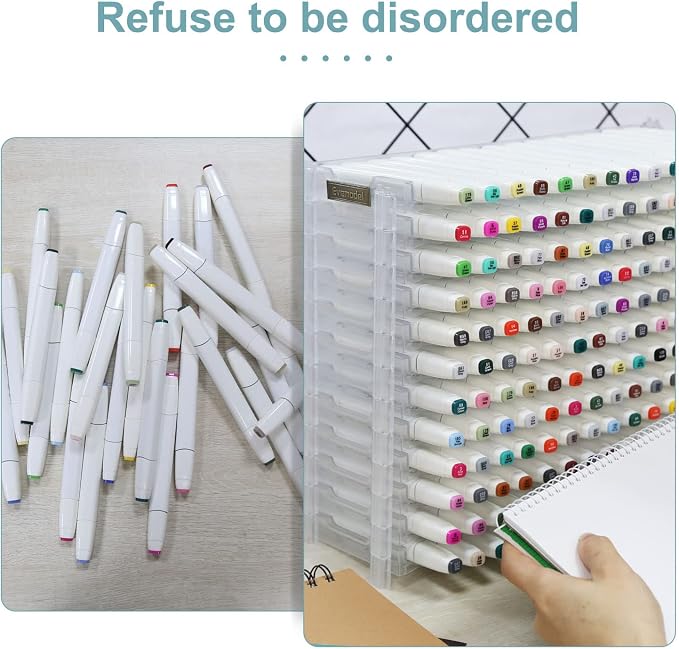 Universal 6 Layers Tray Universal Marker Storage Rack, Penholder Display for 90 Pens SN01 Pencil Organizer Holder for Desk (Clear-6 layers) - Image 5