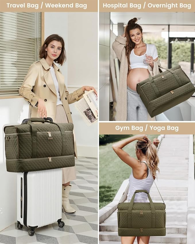 LOVEVOOK Large Travel Duffle Bag, Weekender Bags for Women With Shoe Compartment, Overnight Hospital Bag For Women Labor Delivery, Carry on Bag Personal Item Travel Bag, Yoga Gym Duffel Bag - Image 8