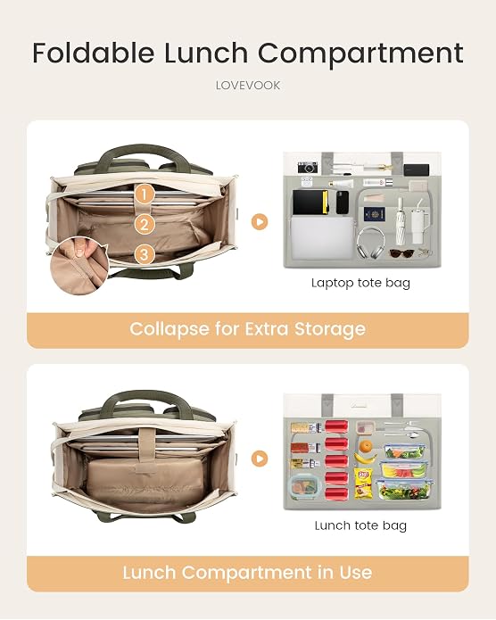 LOVEVOOK Teacher Tote Bag for Women,Multi-pocket Laptop Bag with Large Cup Holder,Nurse Bags Work Travel Computer Handbag - Image 6