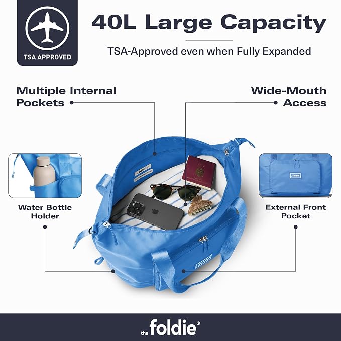The Foldie Foldable Travel Bag for Women - 40L Weekender Bag with Multiple Pockets - Carry On Expendable Travel Bag - Image 3