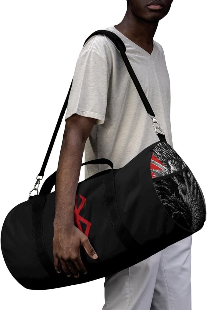 Anime Gym Bag for Women Men - Large Capacity Waterproof Workout Fitness Travel Sports Bags Fashion Street Camping Expandable Carry On Duffle Bag For Couple (Black Berserk) PTY - Image 2